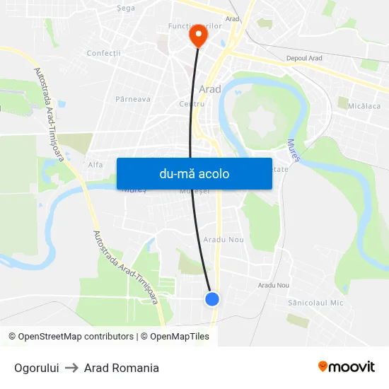 Harta de Ogorului către Arad Romania