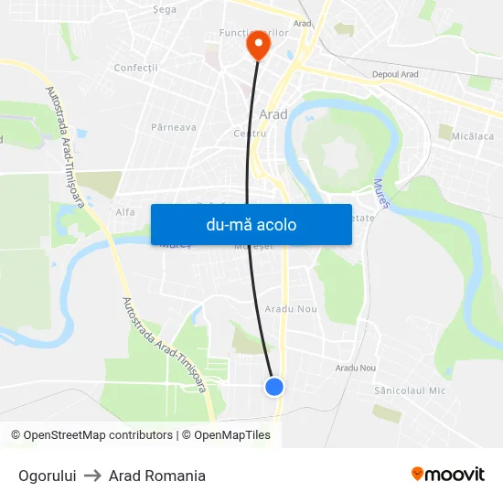 Harta de Ogorului către Arad Romania