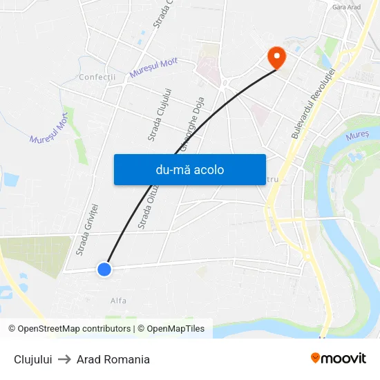 Harta de Clujului către Arad Romania