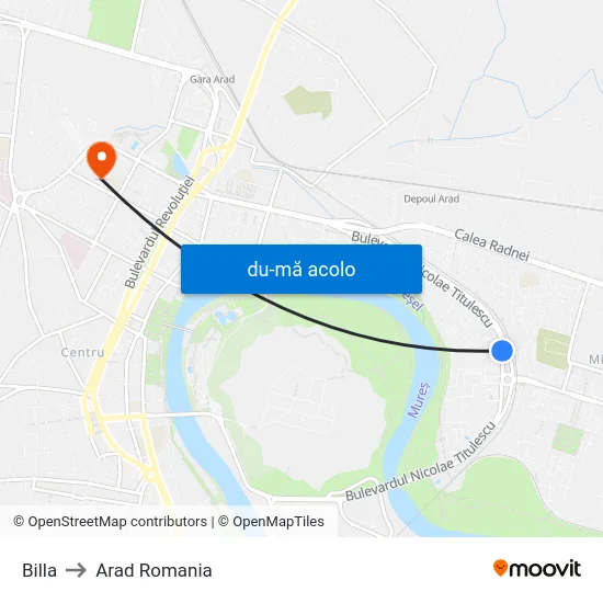 Harta de Billa către Arad Romania