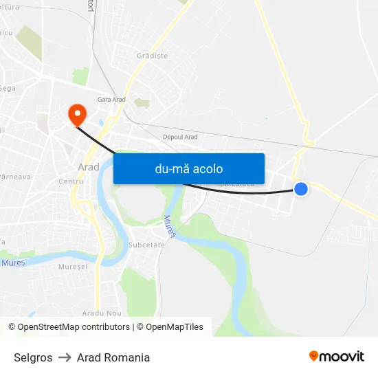 Harta de Selgros către Arad Romania