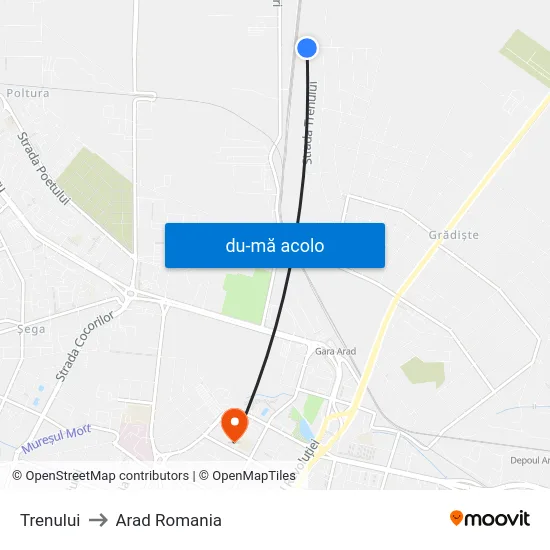 Harta de Trenului către Arad Romania