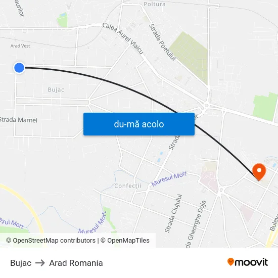 Harta de Bujac către Arad Romania