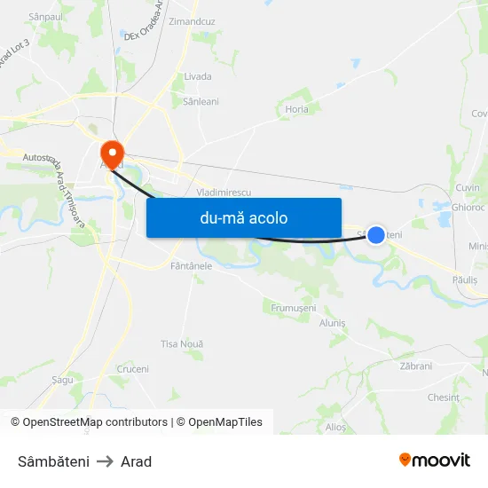 Harta de Sâmbăteni către Arad