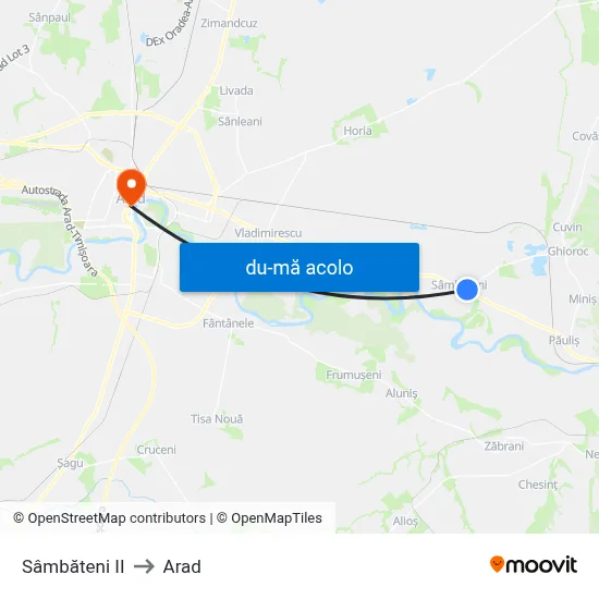 Harta de Sâmbăteni II către Arad