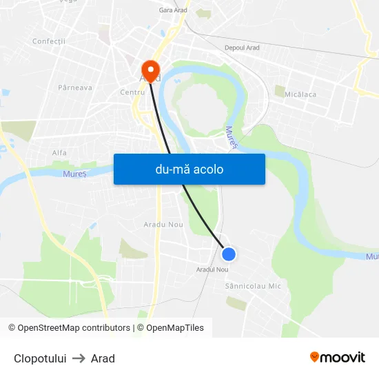 Harta de Clopotului către Arad