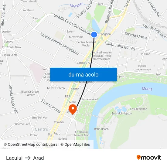 Harta de Lacului către Arad