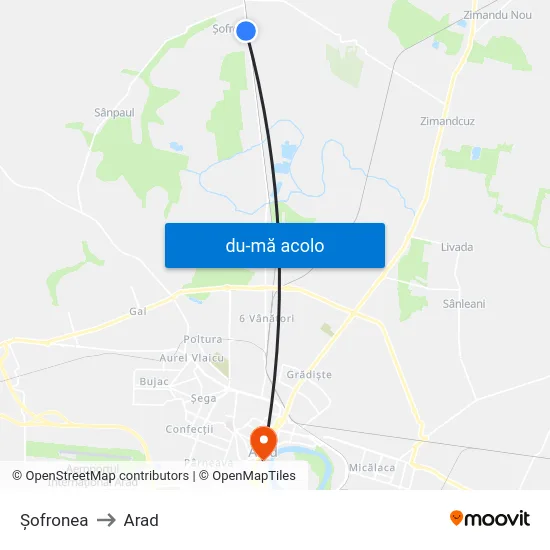 Harta de Șofronea către Arad