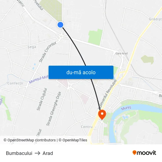 Harta de Bumbacului către Arad