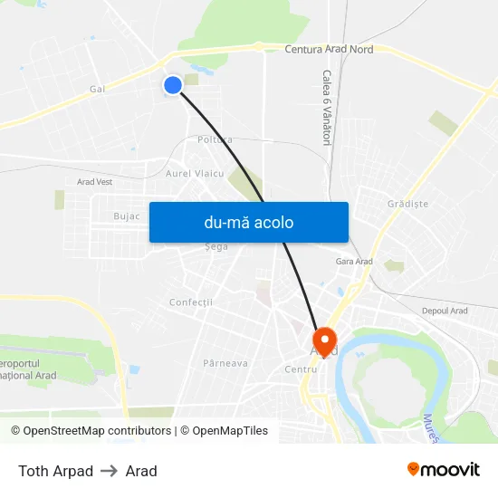 Harta de Toth Arpad către Arad