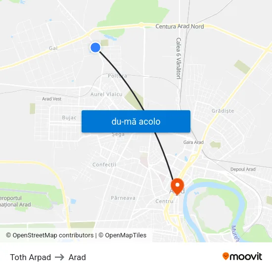 Harta de Toth Arpad către Arad