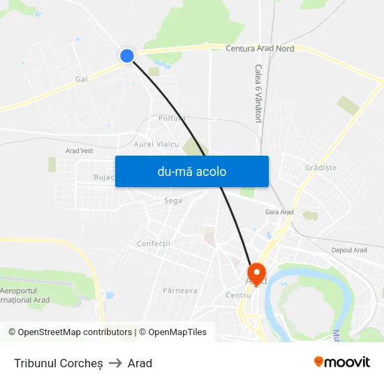 Harta de Tribunul Corcheș către Arad