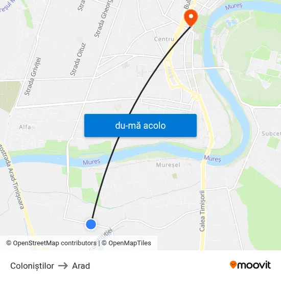 Harta de Coloniștilor către Arad