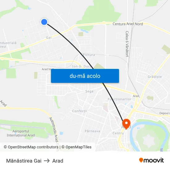 Harta de Mănăstirea Gai către Arad