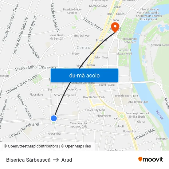 Harta de Biserica Sârbească către Arad