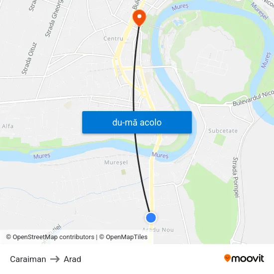 Harta de Caraiman către Arad