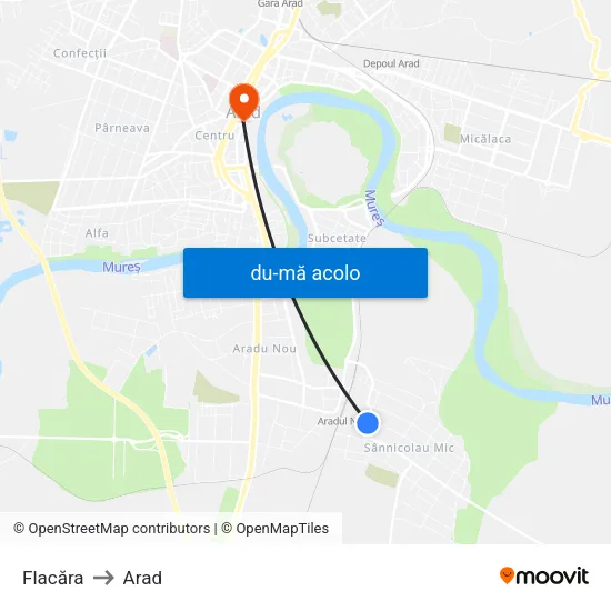 Harta de Flacăra către Arad