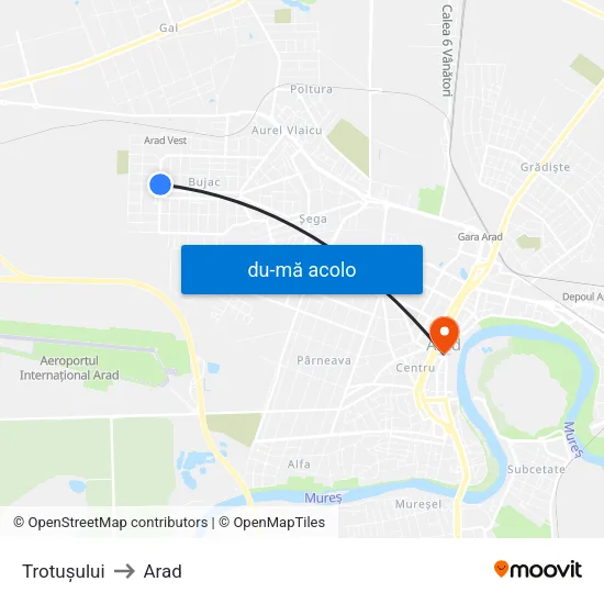 Harta de Trotușului către Arad