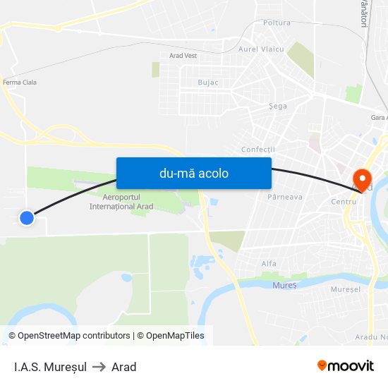 Harta de I.A.S. Mureșul către Arad