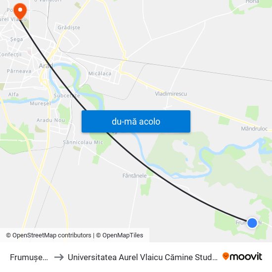 Harta de Frumușeni II către Universitatea Aurel Vlaicu Cămine Studențești