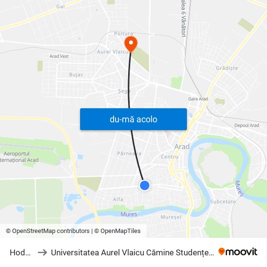 Harta de Hodoș către Universitatea Aurel Vlaicu Cămine Studențești