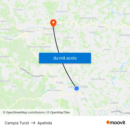 Harta de Campia Turzii către Apahida