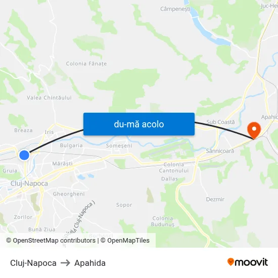 Harta de Cluj-Napoca către Apahida