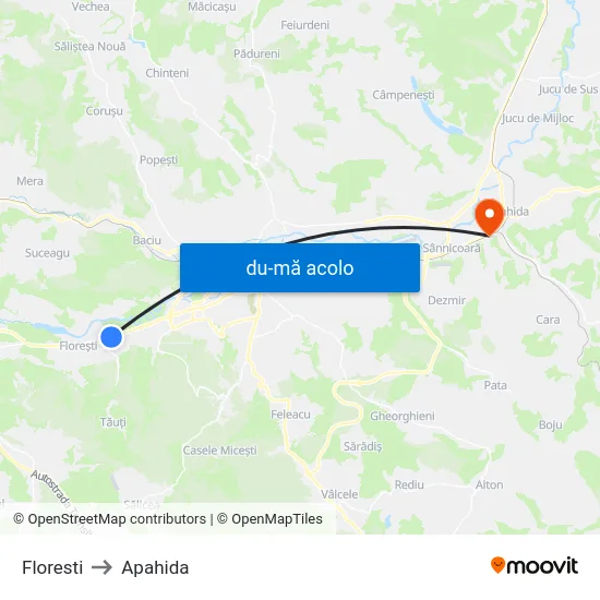 Harta de Floresti către Apahida