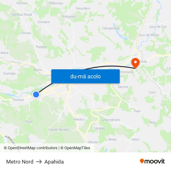 Harta de Metro Nord către Apahida