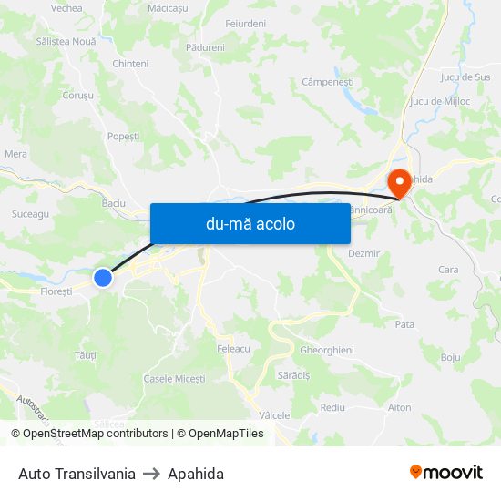 Harta de Auto Transilvania către Apahida