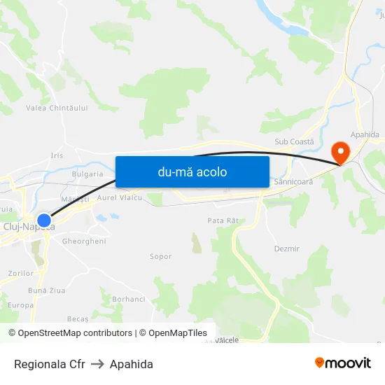 Harta de Regionala Cfr către Apahida