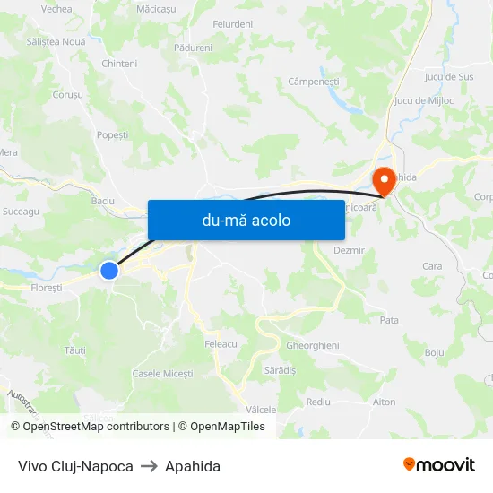 Harta de Vivo Cluj-Napoca către Apahida
