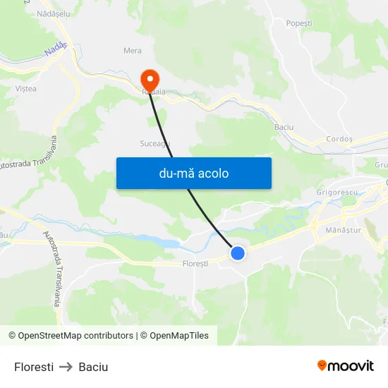 Harta de Floresti către Baciu