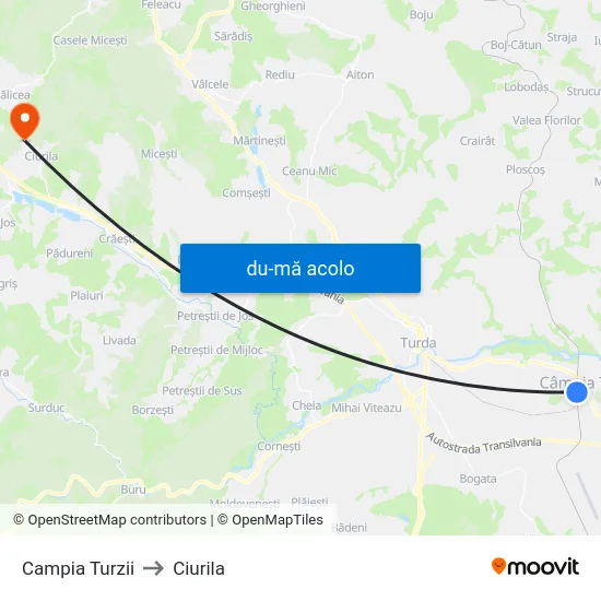 Harta de Campia Turzii către Ciurila