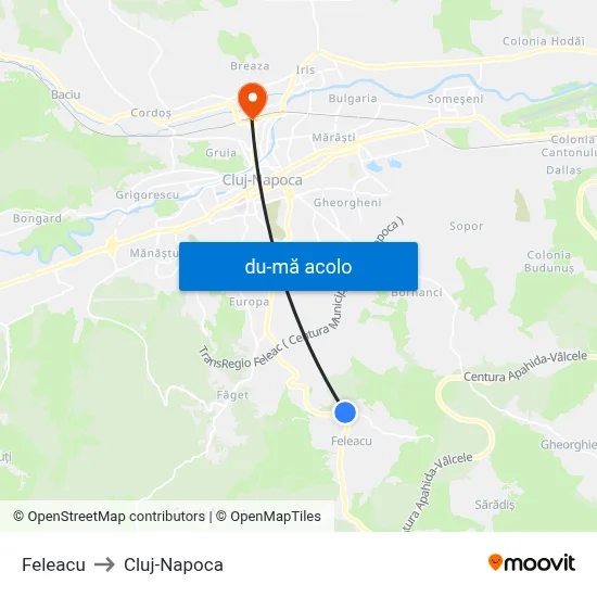 Harta de Feleacu către Cluj-Napoca