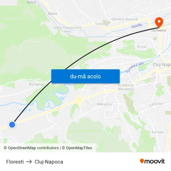 Harta de Floresti către Cluj-Napoca