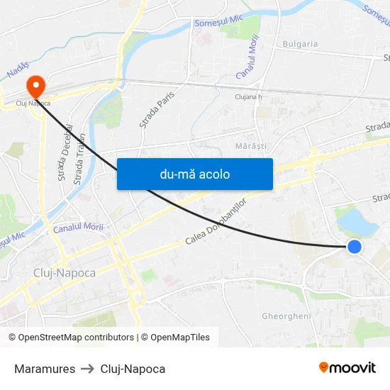 Harta de Maramures către Cluj-Napoca