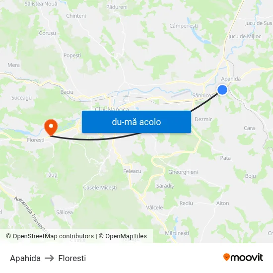 Harta de Apahida către Floresti