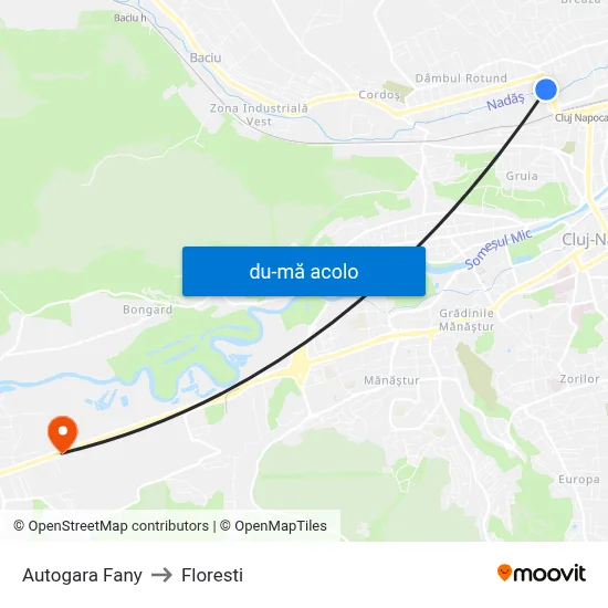 Harta de Autogara Fany către Floresti