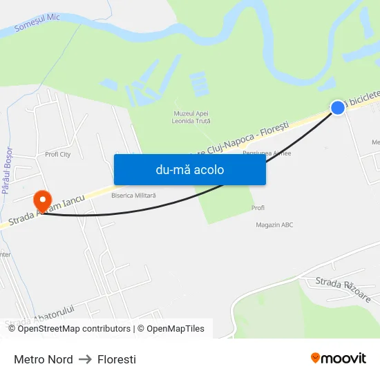 Harta de Metro Nord către Floresti