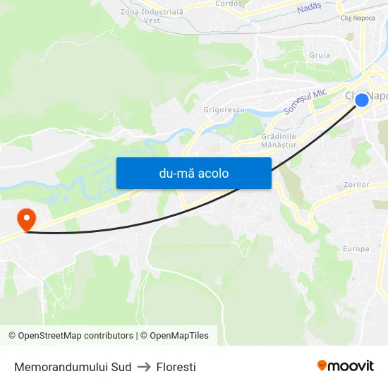 Harta de Memorandumului Sud către Floresti