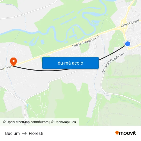 Harta de Bucium către Floresti