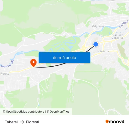 Harta de Taberei către Floresti