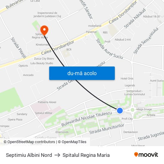 Harta de Septimiu Albini Nord către Spitalul Regina Maria