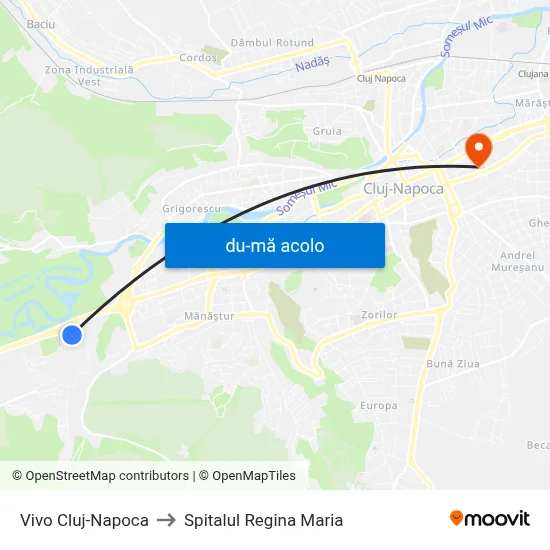 Harta de Vivo Cluj-Napoca către Spitalul Regina Maria