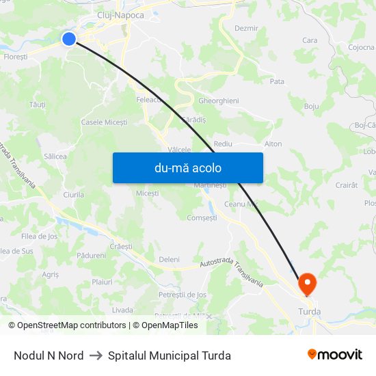 Harta de Nodul N Nord către Spitalul Municipal Turda