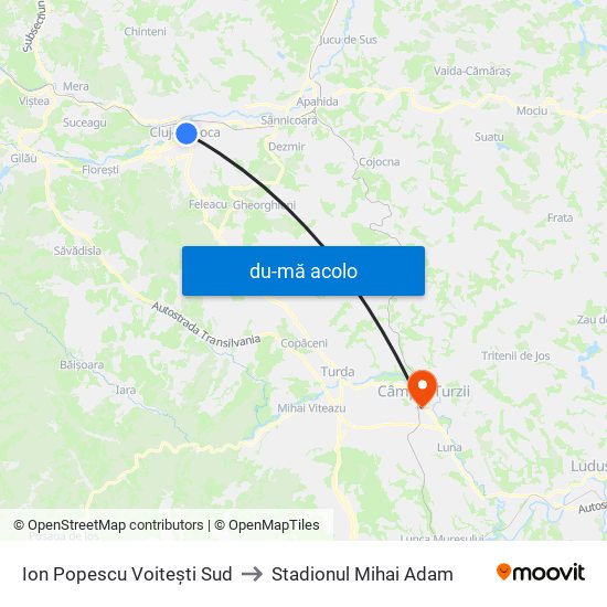 Harta de Ion Popescu Voitești Sud către Stadionul Mihai Adam