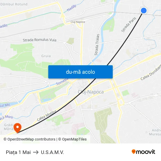 Harta de Piața 1 Mai către U.S.A.M.V.