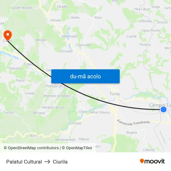 Harta de Palatul Cultural către Ciurila