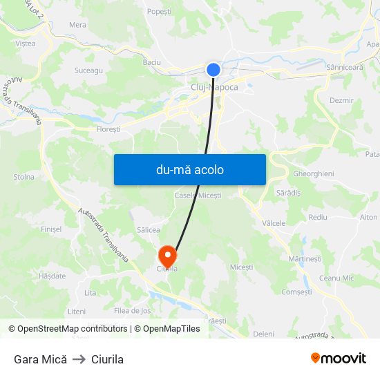 Harta de Gara Mică către Ciurila